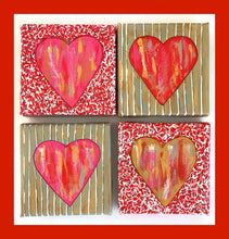 Golden Tan Heart on Red Canvas