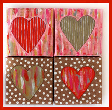 Red Striped Heart on Pink Multi canvas
