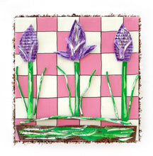 Purple Tulips on Pink and White Check