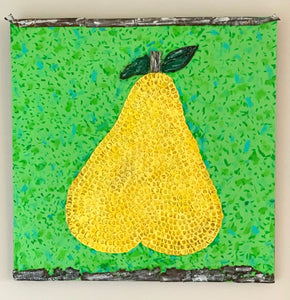 Yellow Pear on Green (24” x 24”)