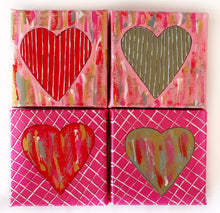 Red Heart on Pink Lattice Canvas