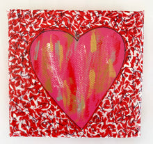 Fuschia Heart on Red Canvas