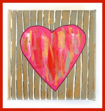 Fuchsia Heart on Golden Tan Canvas