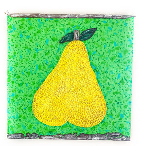 Yellow Pear on Green (24” x 24”)