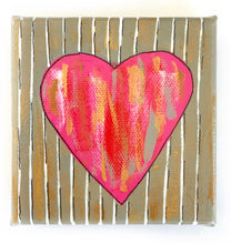 Fuchsia Heart on Golden Tan Canvas