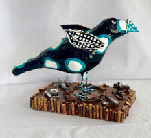 Black Bird With Turquoise And White Dots