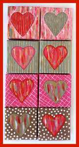 Red Heart on Pink Lattice Canvas