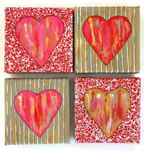 Red Heart on Golden Tan Canvas
