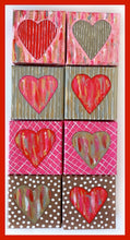 Golden Tan Stripe Heart on Pink Multi Canvas