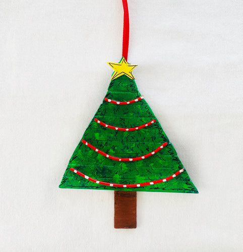 Christmas Tree Ornament with Red Garland