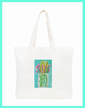 Spring Flowers on Aqua Tote Bag