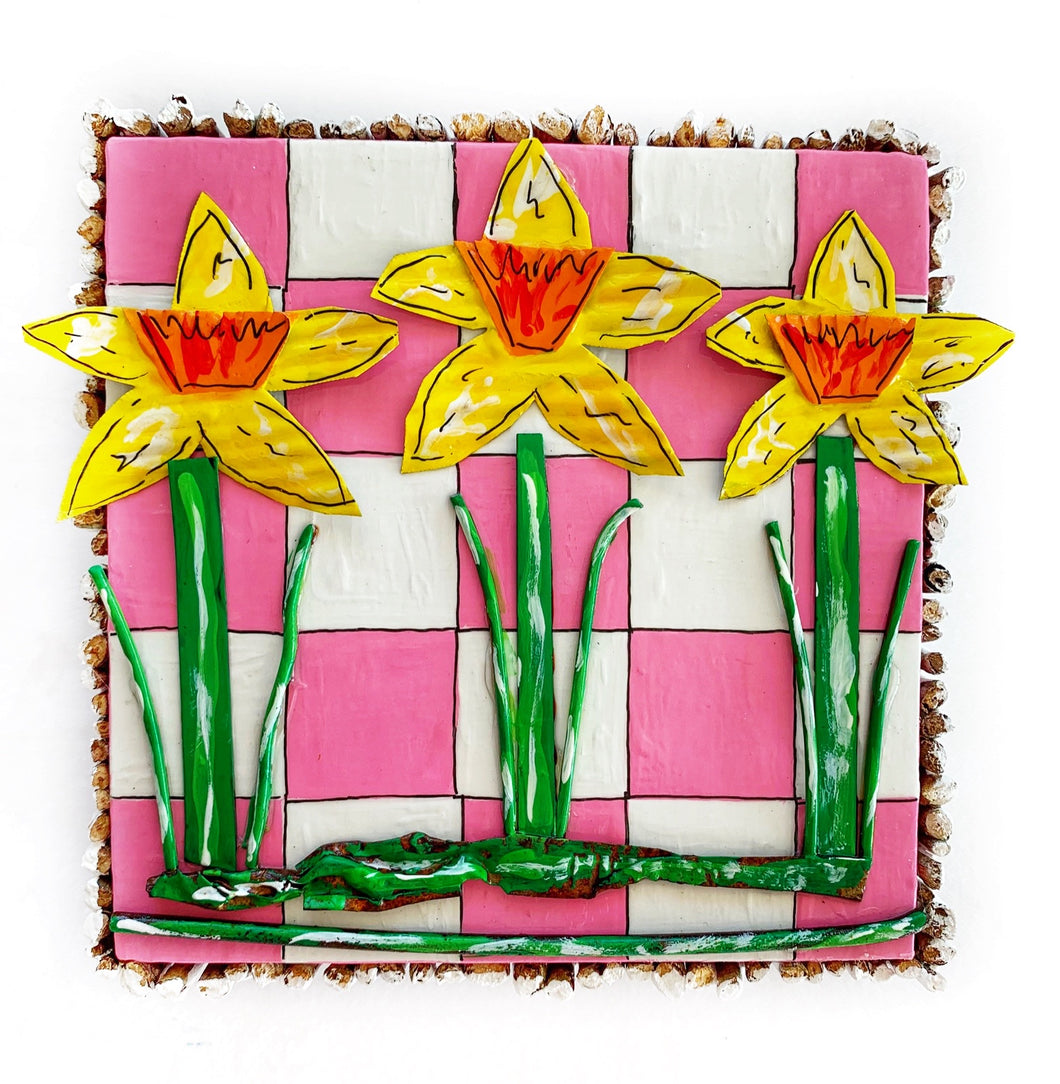 Daffodils on Pink and White (Sorry..this one is gone but I would be happy to make you something similar.)