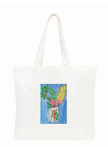 Wild Flowers On Blue Tote Bag