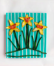 Three Daffodils on Turquoise